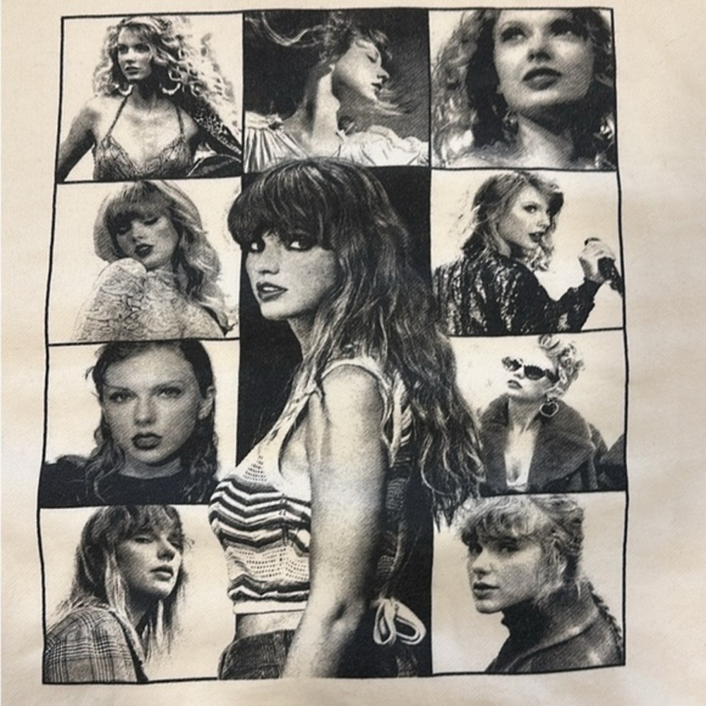Official Taylor Swift Cream Eras Tour Hoodie with Black Tour Lettering